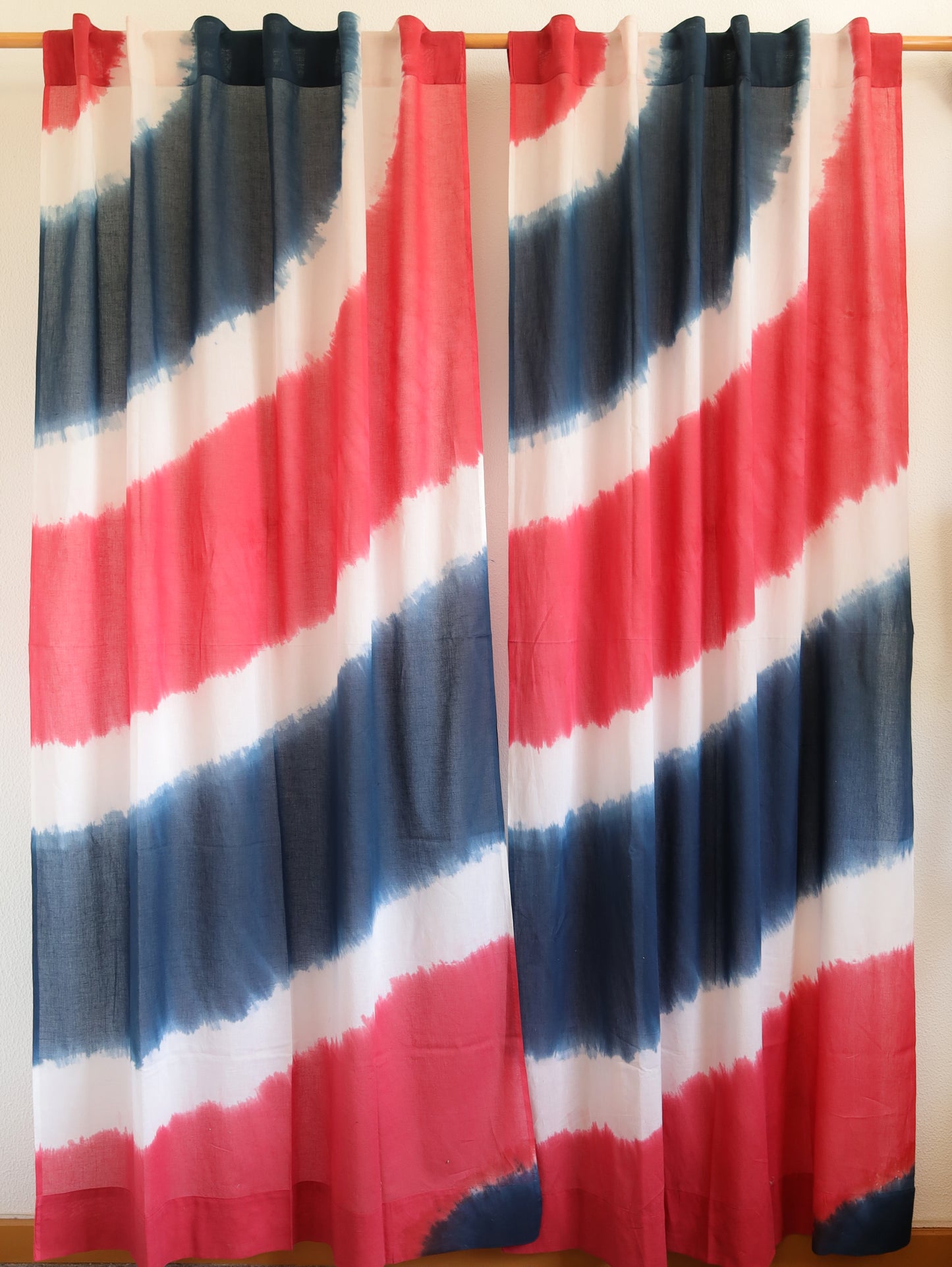 Painted Current Hand Dyed Shibori Cotton Curtains - Set of 2