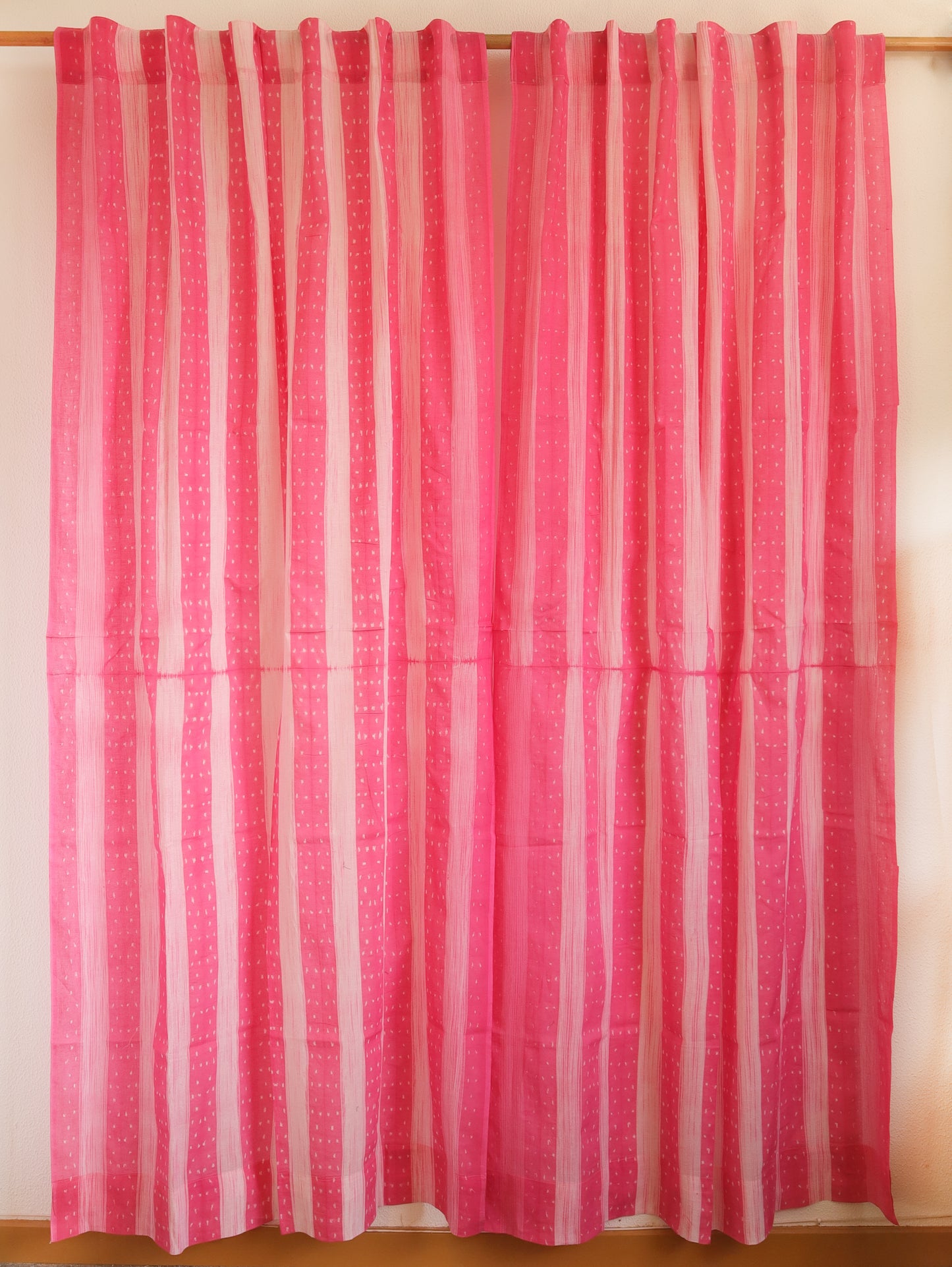 Blush Lines Hand Dyed Shibori Cotton Curtains - Set of 2