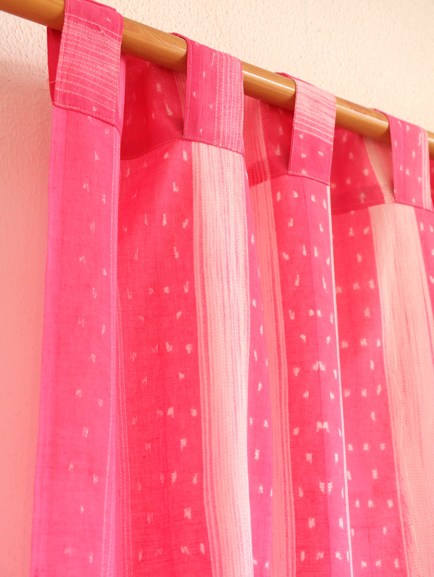 Blush Lines Hand Dyed Shibori Cotton Curtains - Set of 2