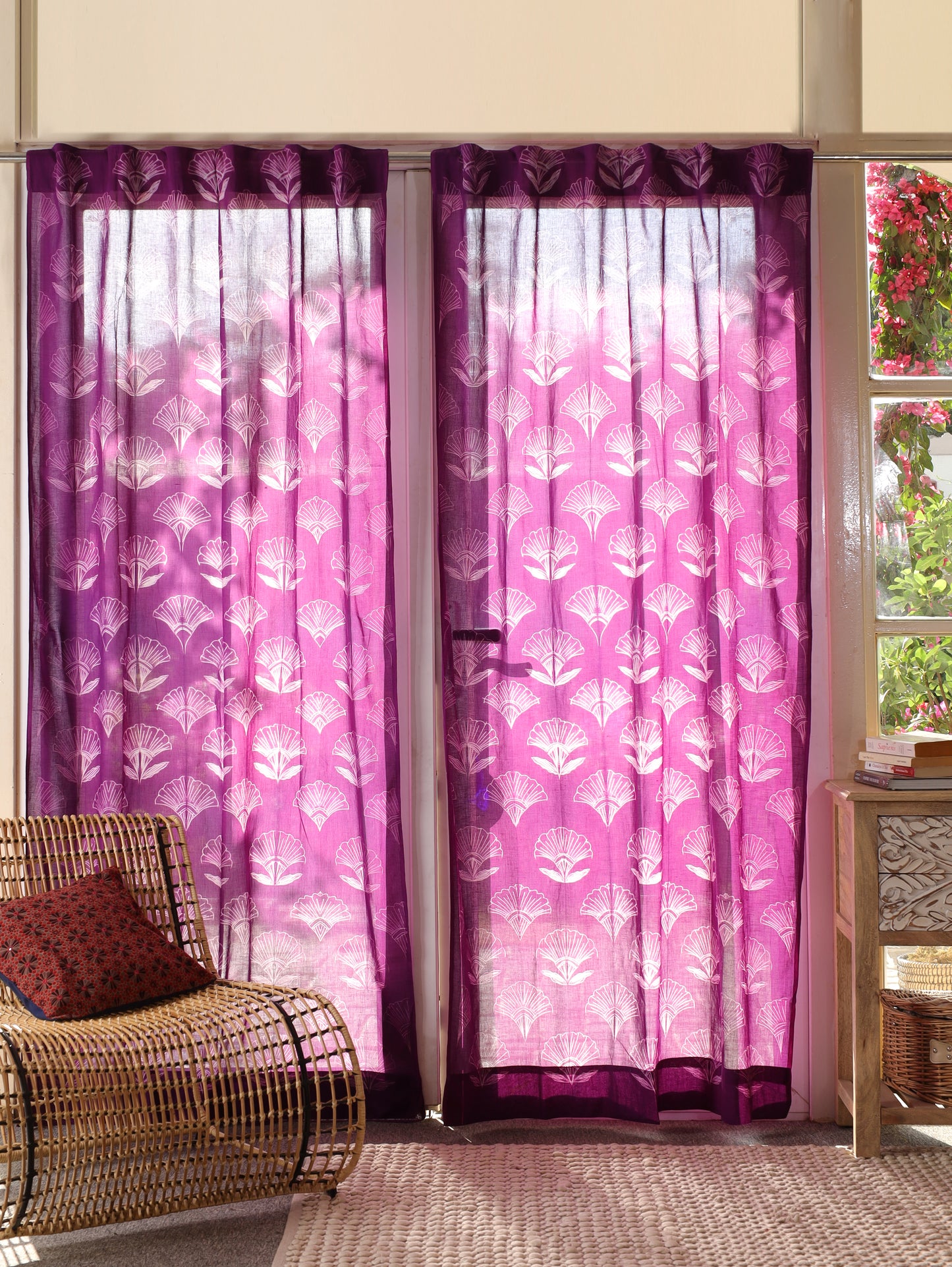 Jamuni Butta Hand Dyed Shibori Cotton Curtains - Set of 2