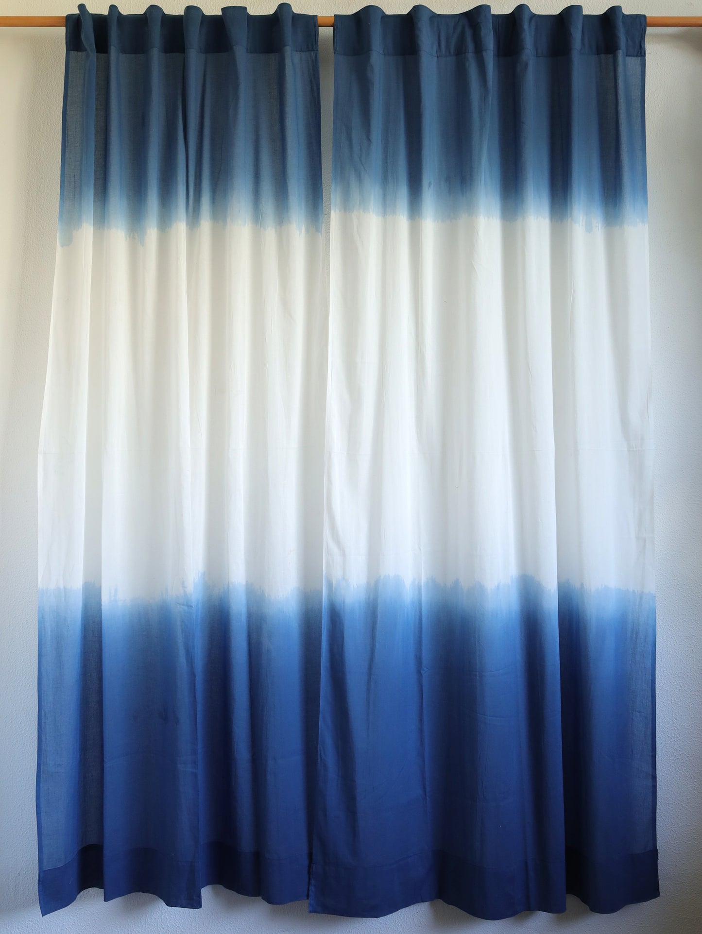 Safed Leher Hand Dyed Shibori Cotton Curtains - Set of 2