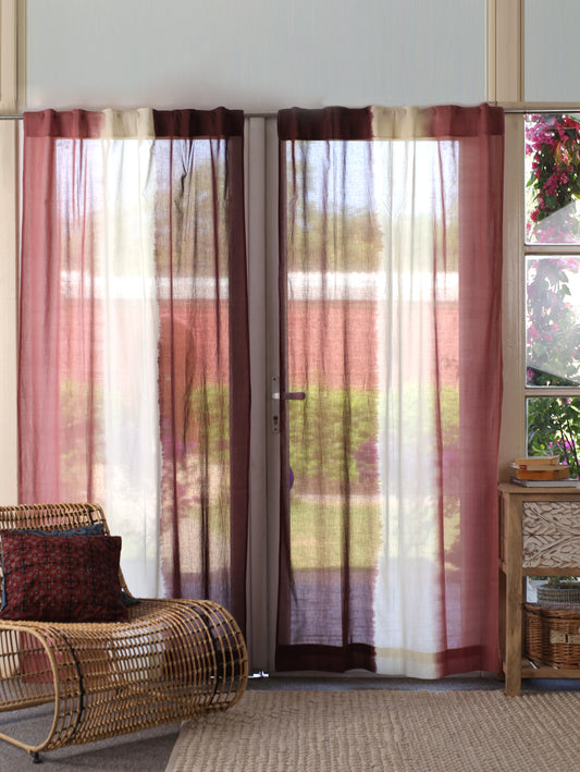 Cocoa Mist Hand Dyed Shibori Cotton Curtains - Set of 2