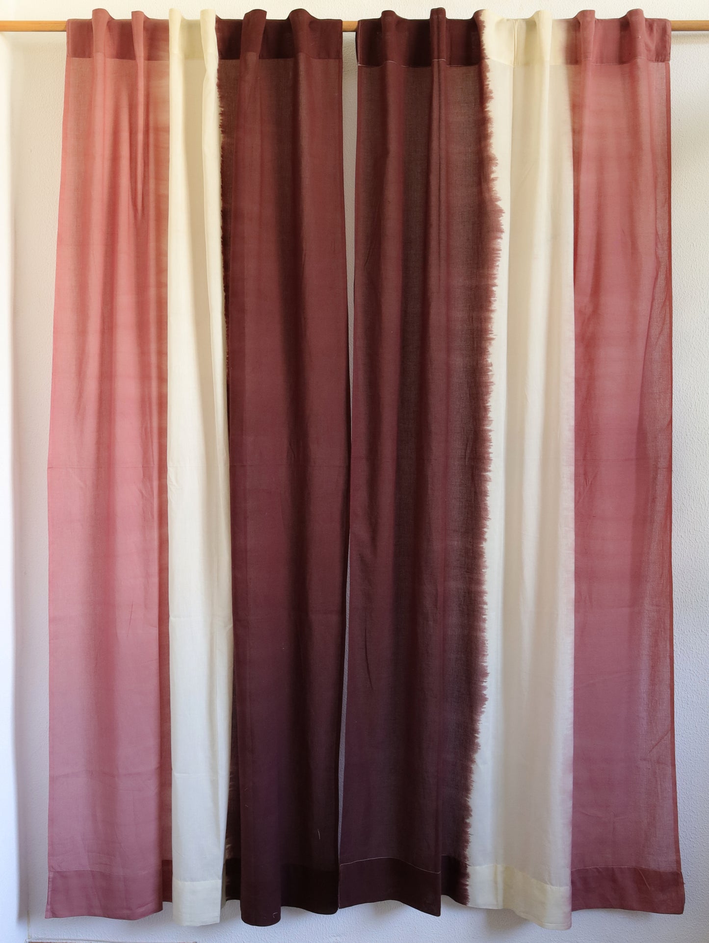 Cocoa Mist Hand Dyed Shibori Cotton Curtains - Set of 2