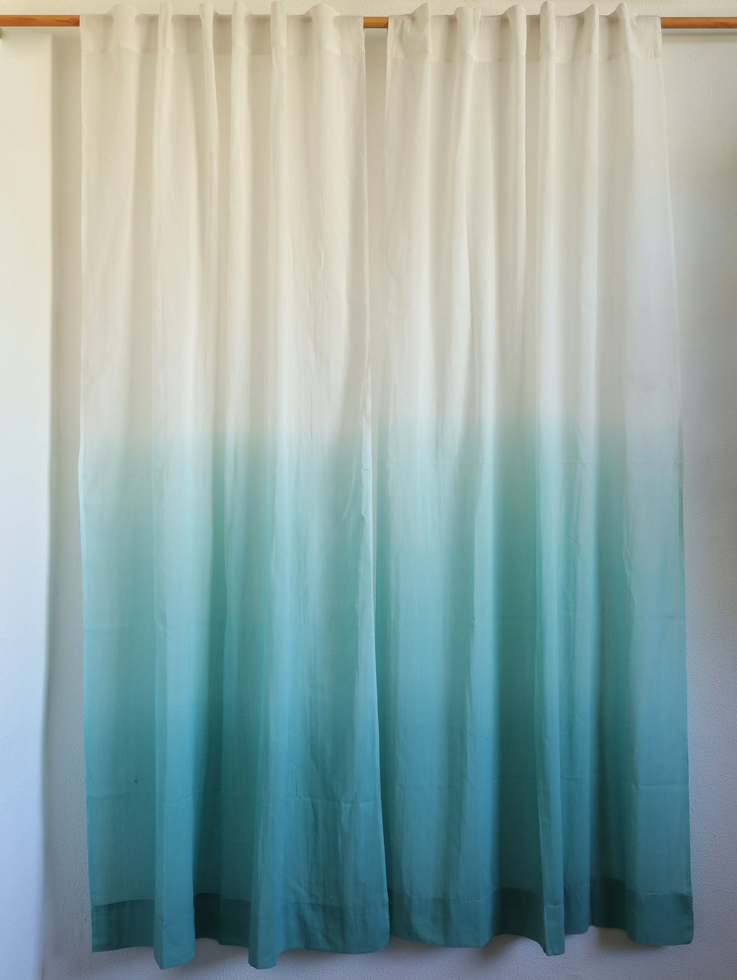 Aqua Cloud Hand Dyed Cotton Curtains - Set of 2