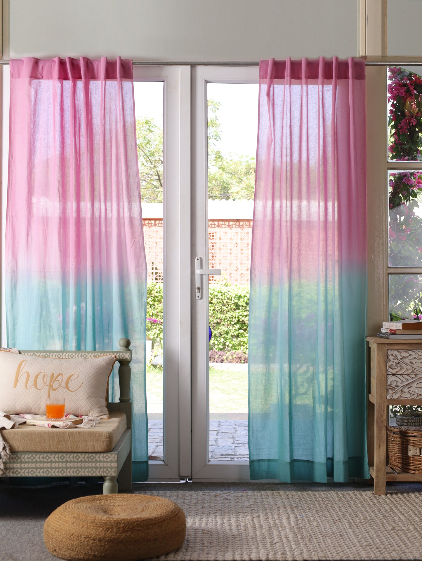 Cotton Candy Wave Hand Dyed Ombre Curtains - Set of 2