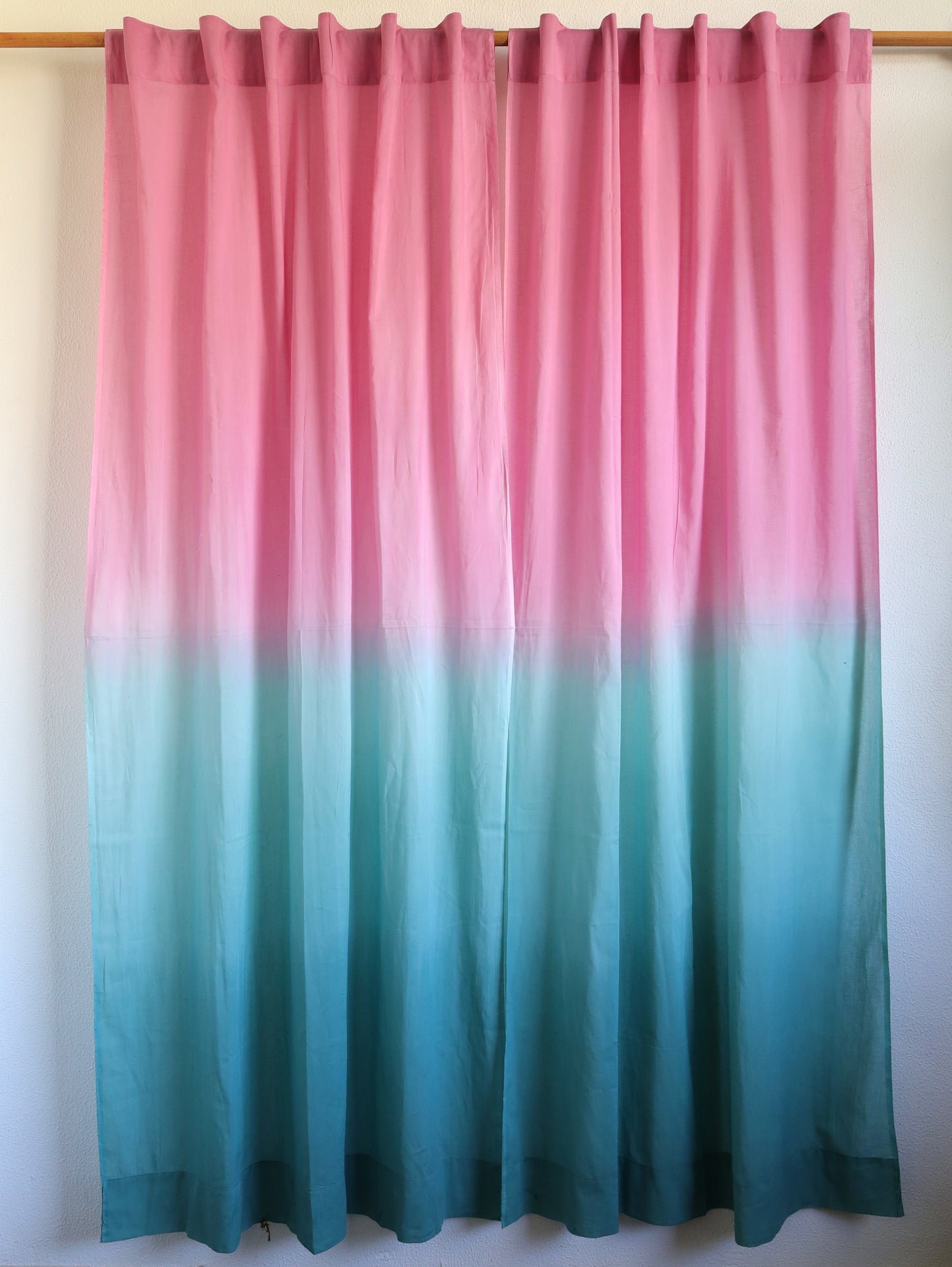 Cotton Candy Wave Hand Dyed Ombre Curtains - Set of 2