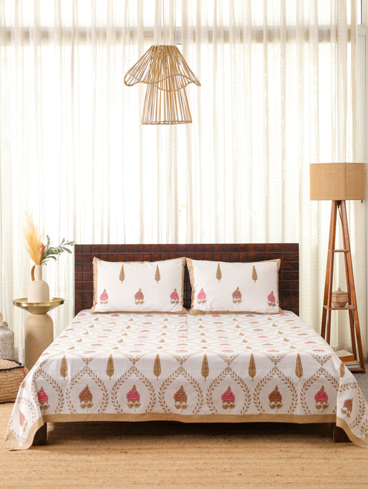 Mitti Ke Phool Hand Block Printed Queen Size Bedsheet