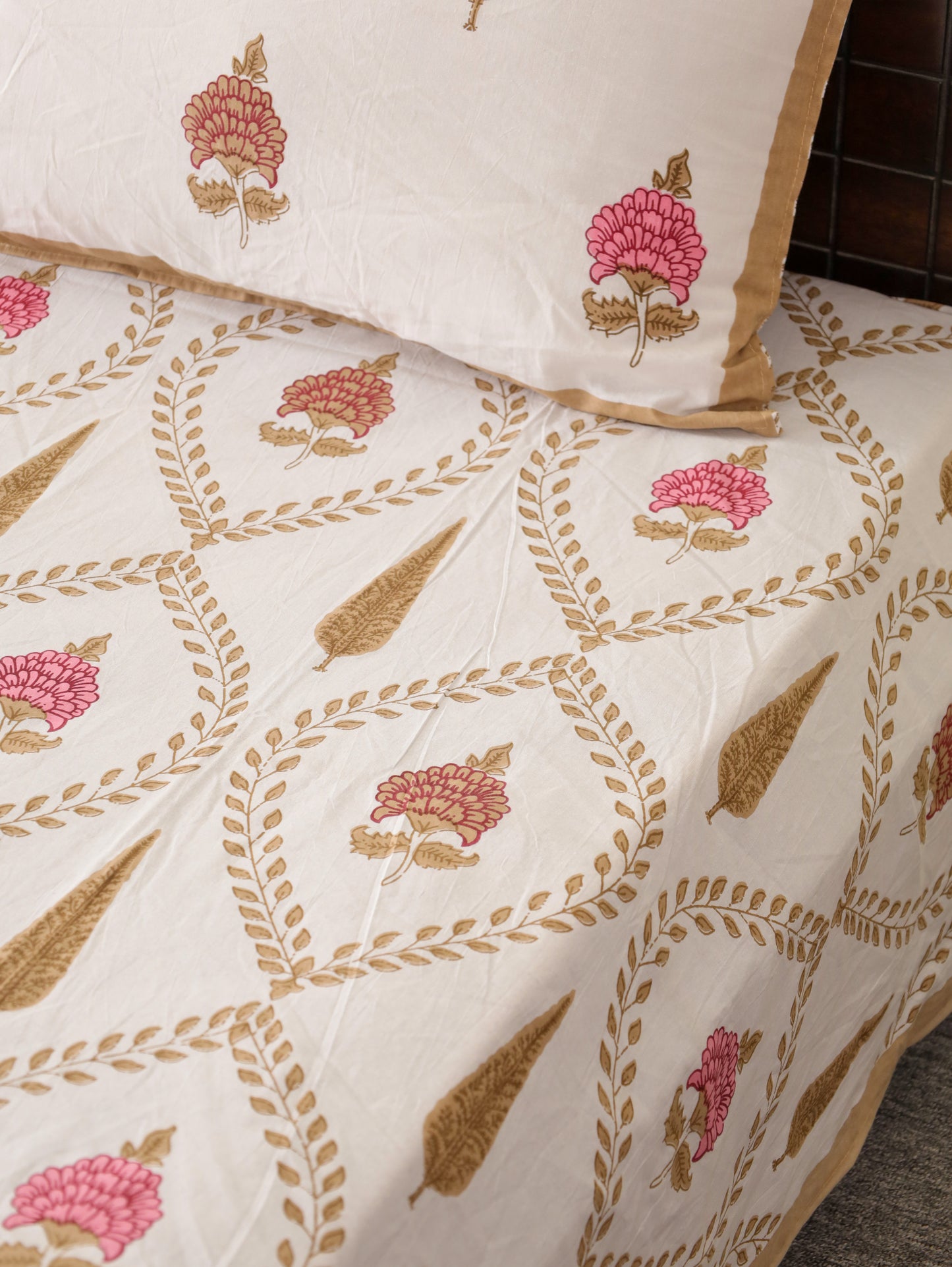 Mitti Ke Phool Hand Block Printed Queen Size Bedsheet