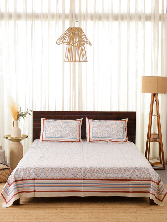 Bhoomi Rang Hand Block Printed Queen Size Bedsheet