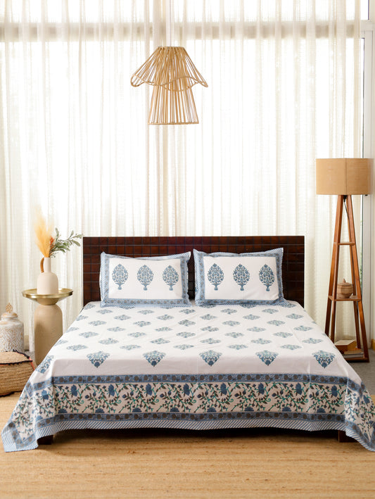 Neel Gharana Hand Block Printed Queen Size Bedsheet
