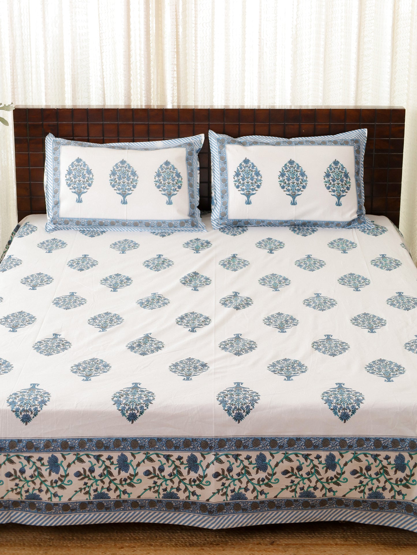 Neel Gharana Hand Block Printed Queen Size Bedsheet