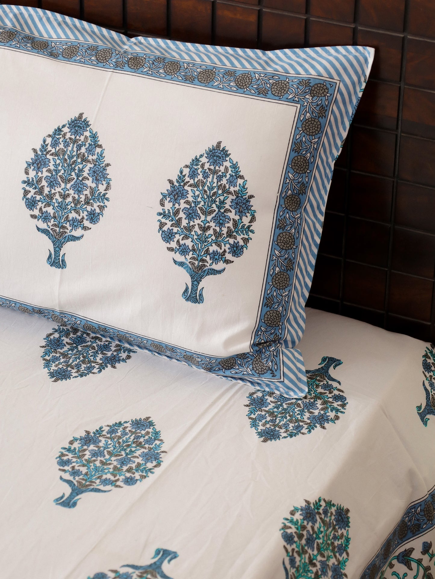 Neel Gharana Hand Block Printed Queen Size Bedsheet