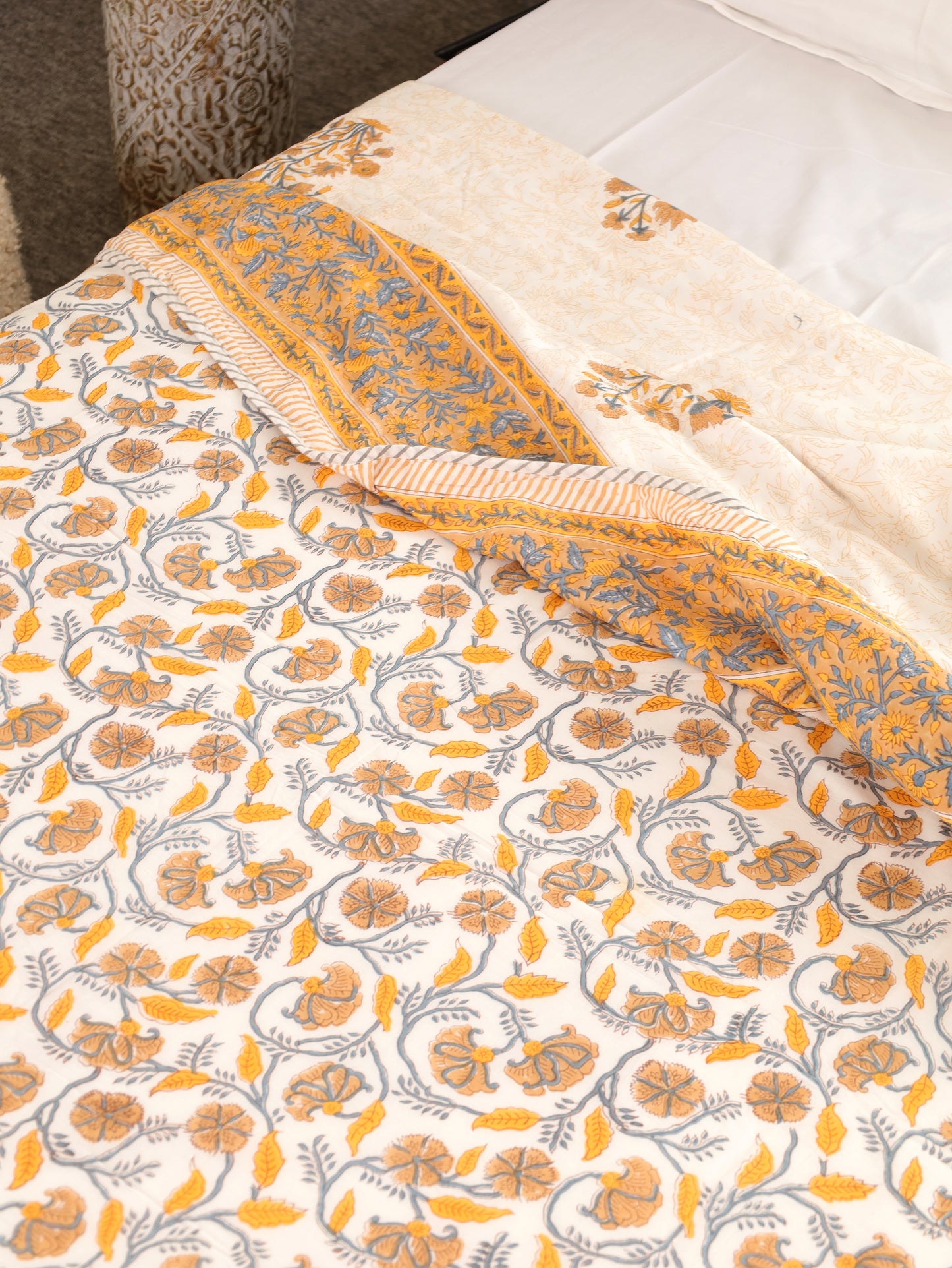 Sunehri Chaadar Hand Block Printed Cotton Dohar