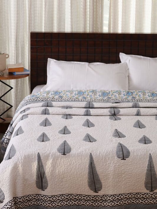 Blue Haze Hand Block Print Cotton AC Comforter