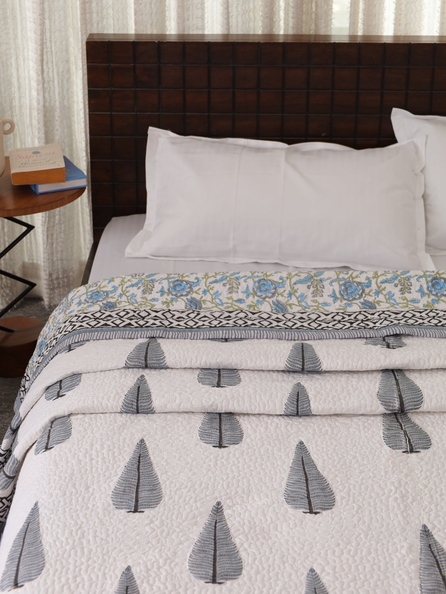 Blue Haze Hand Block Print Cotton AC Comforter
