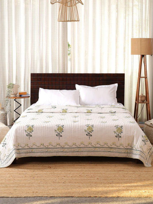 Primrose Whisper Hand Block Print Cotton AC Comforter