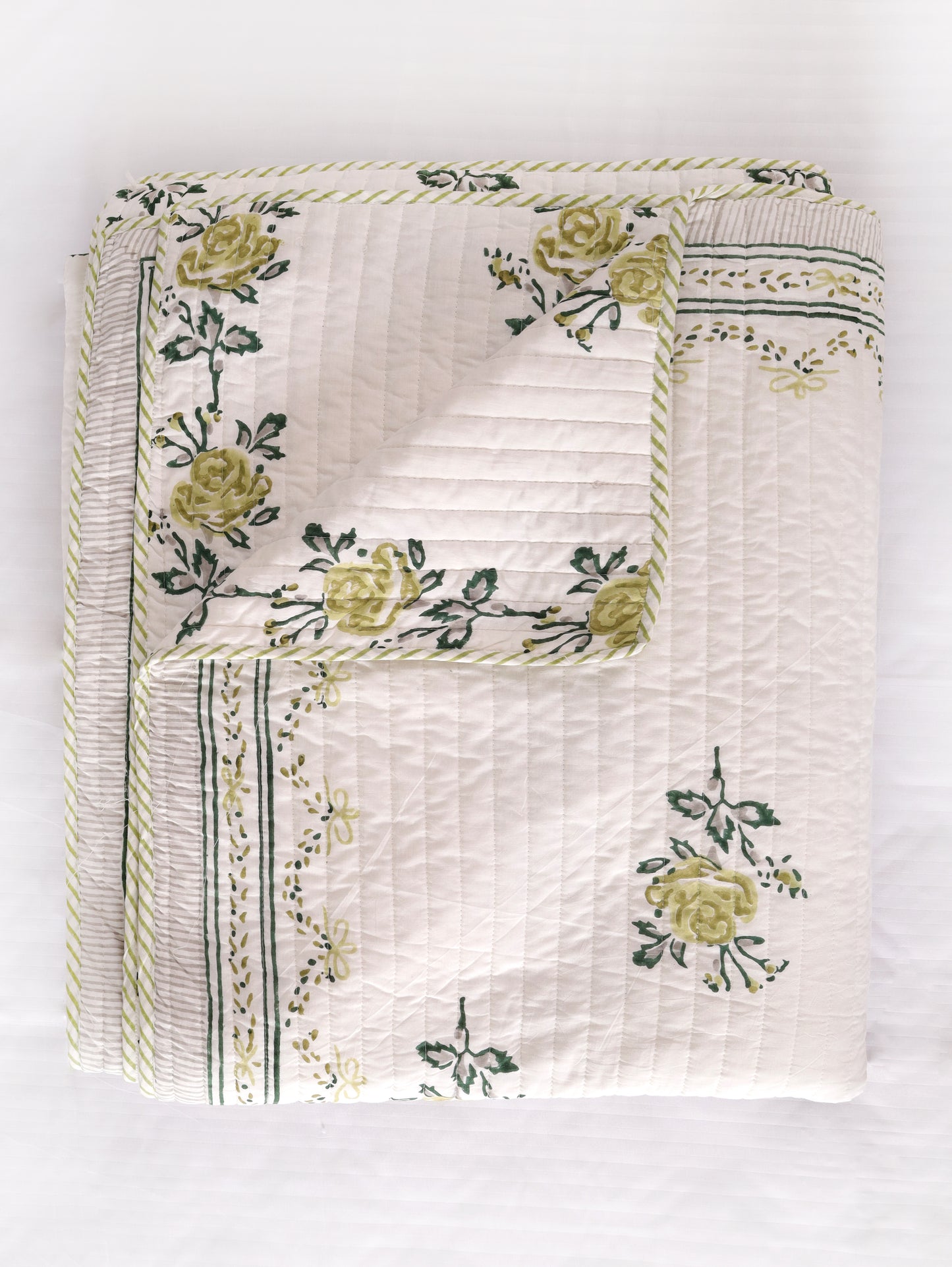 Primrose Whisper Hand Block Print Cotton AC Comforter