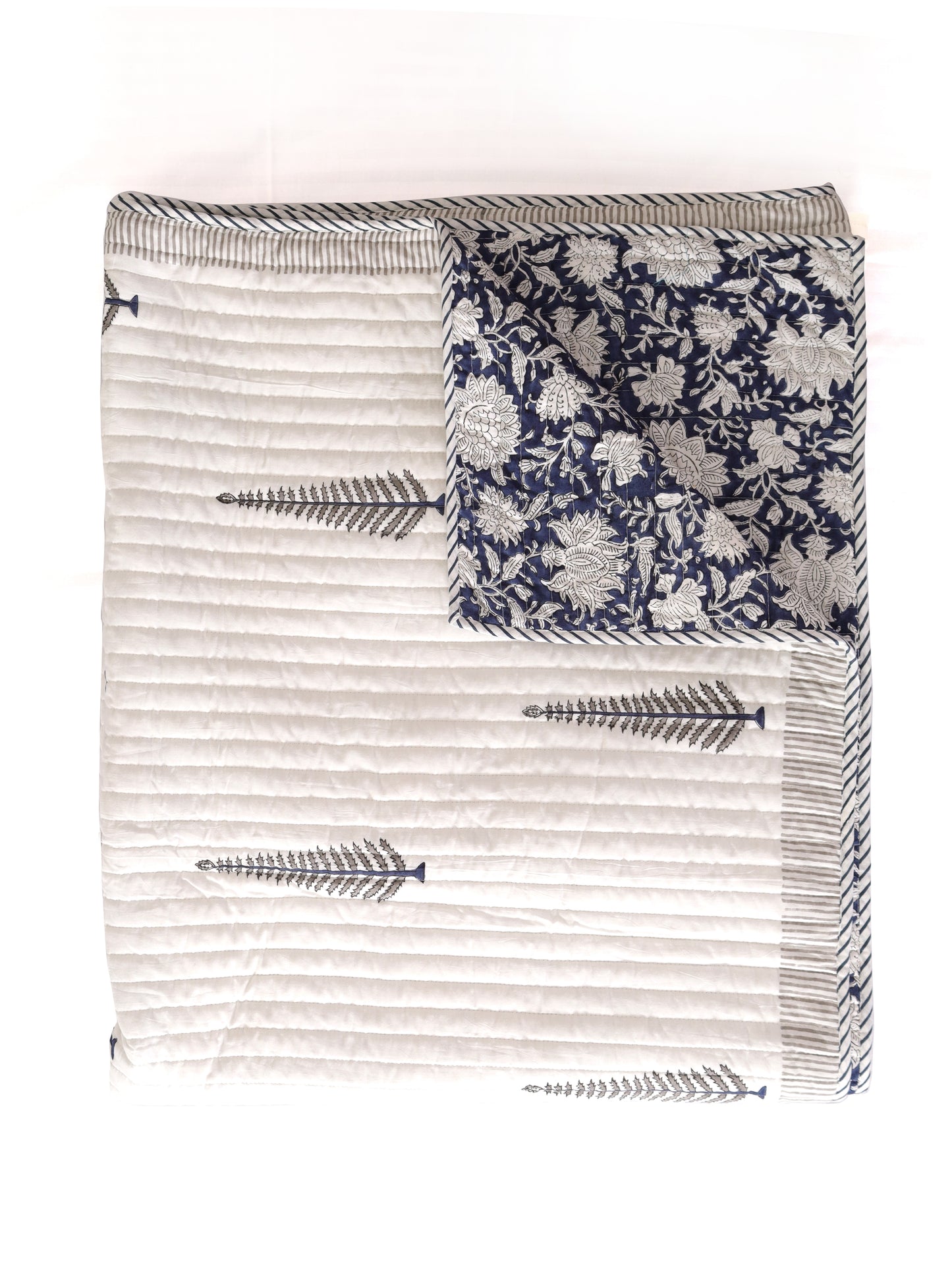 Blue Moonlight Hand Block Print Cotton AC Comforter