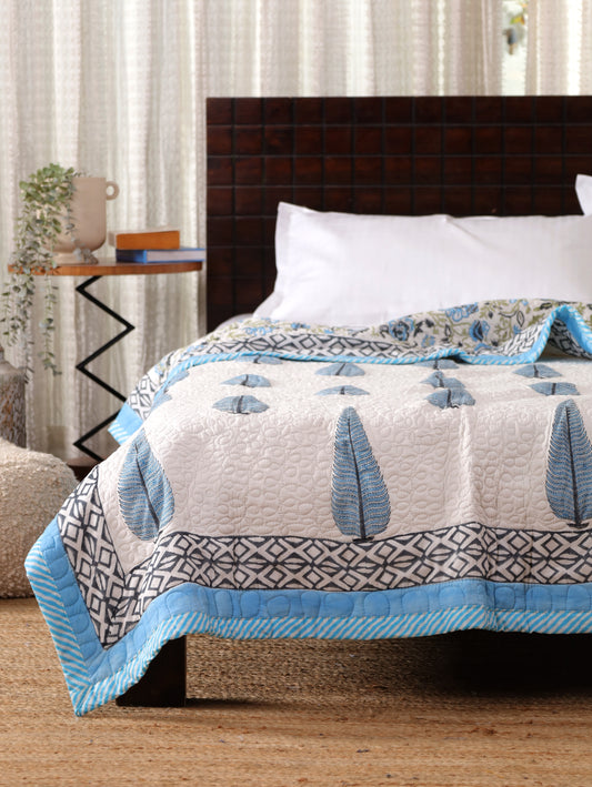 Cozy Cloud Hand Block Print Cotton AC Comforter