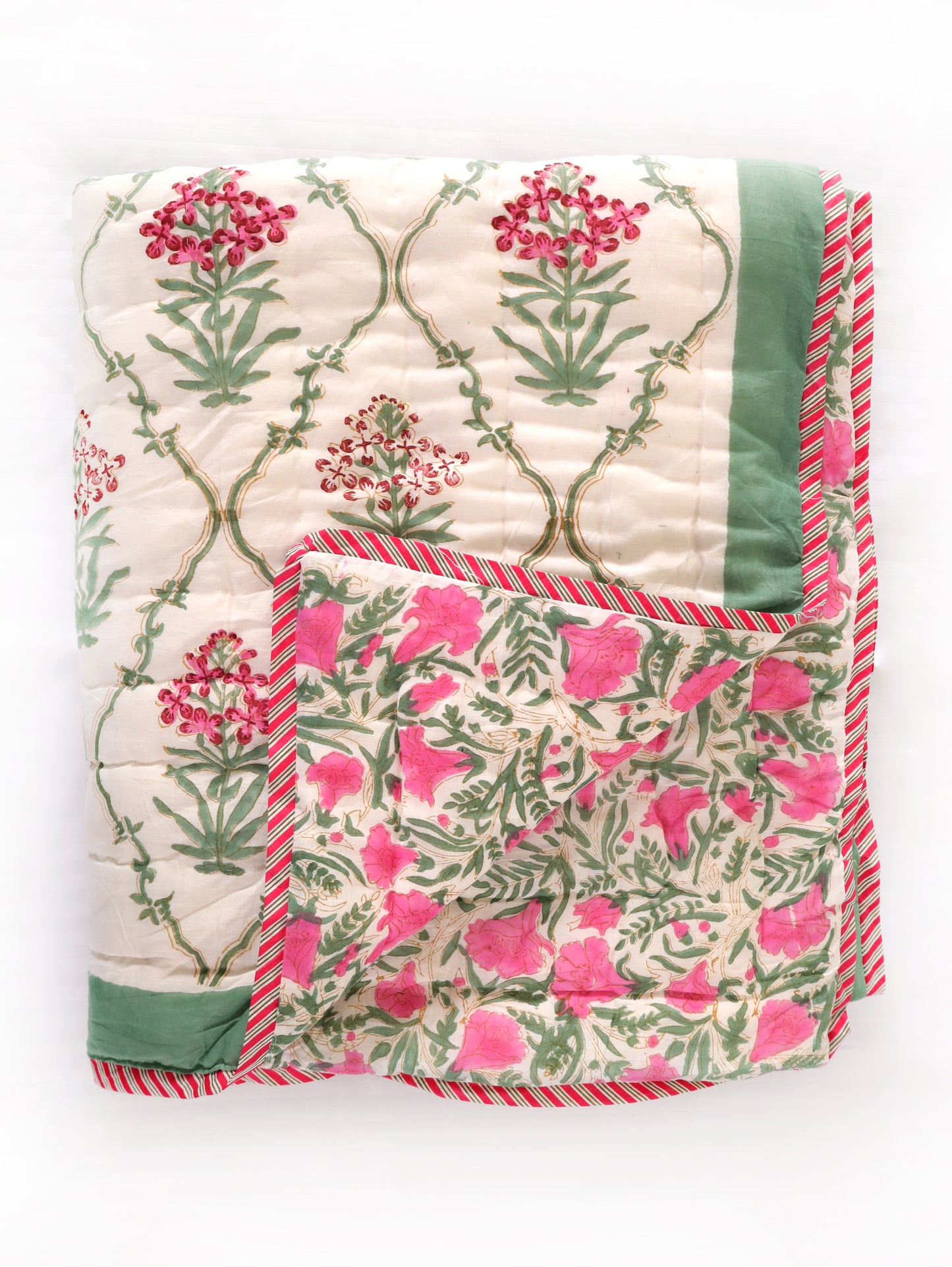 Garden Bloom – Hand Block Printed Cotton Quilt