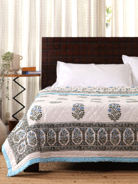 Sky Whisper Hand Block Printed Cotton AC Comforter