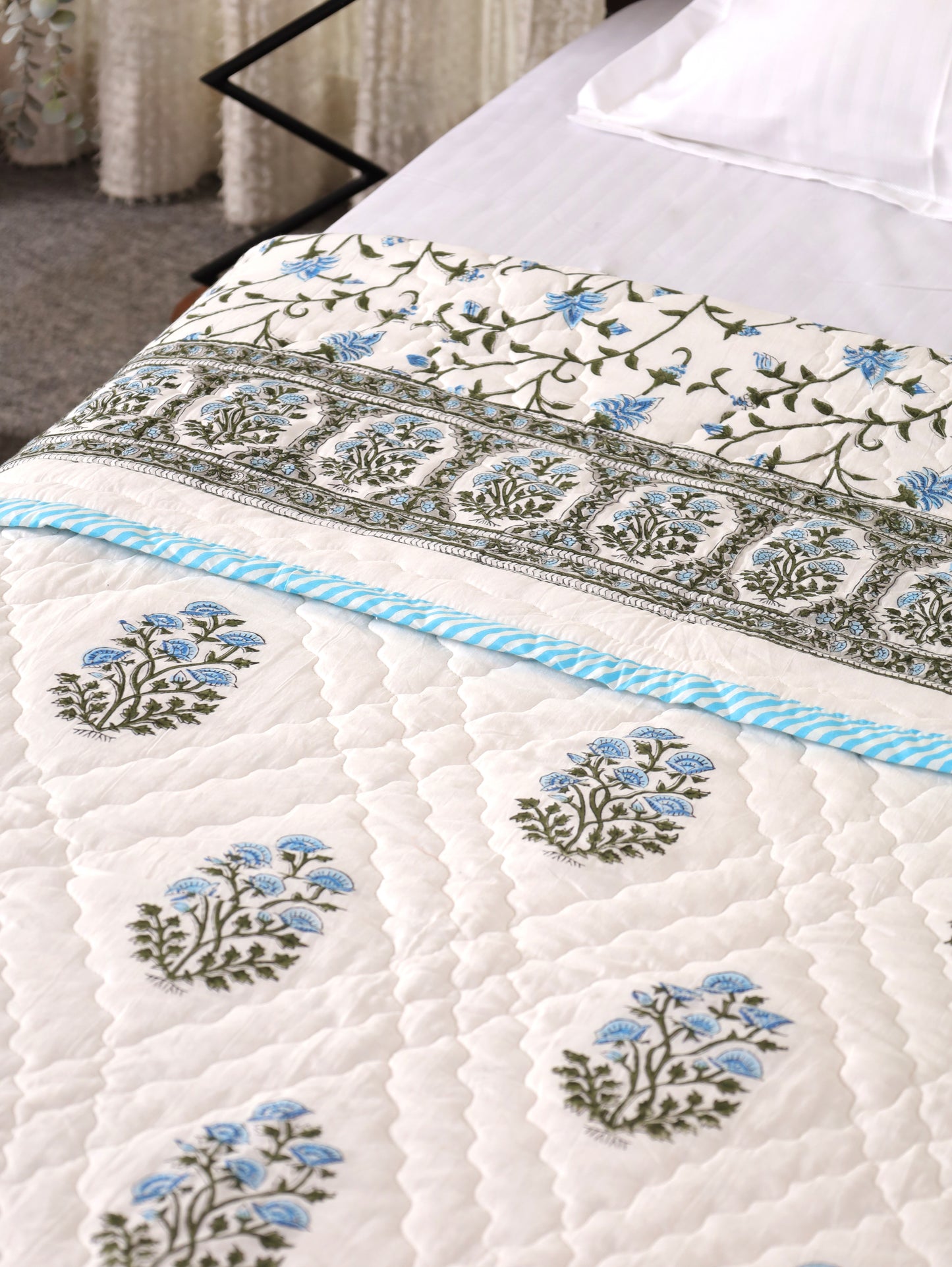 Sky Whisper Hand Block Printed Cotton AC Comforter