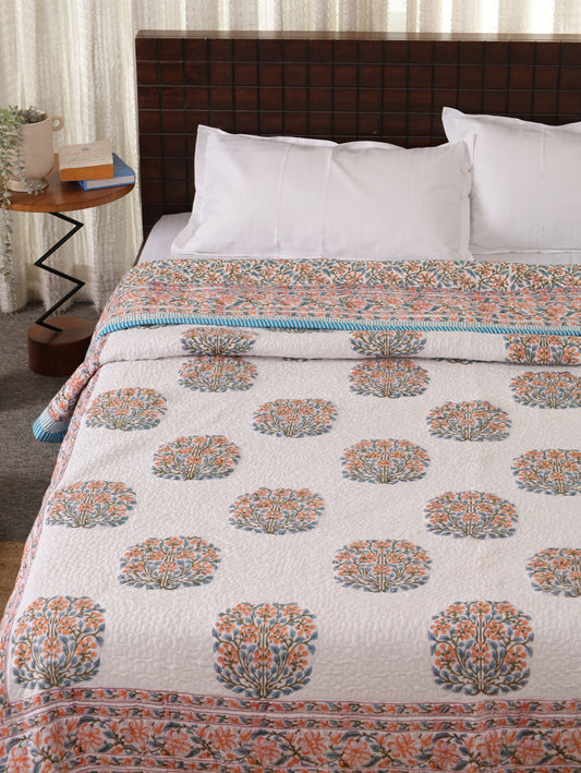 Cotton Candy Paisley Hand Block Print Cotton AC Comforter