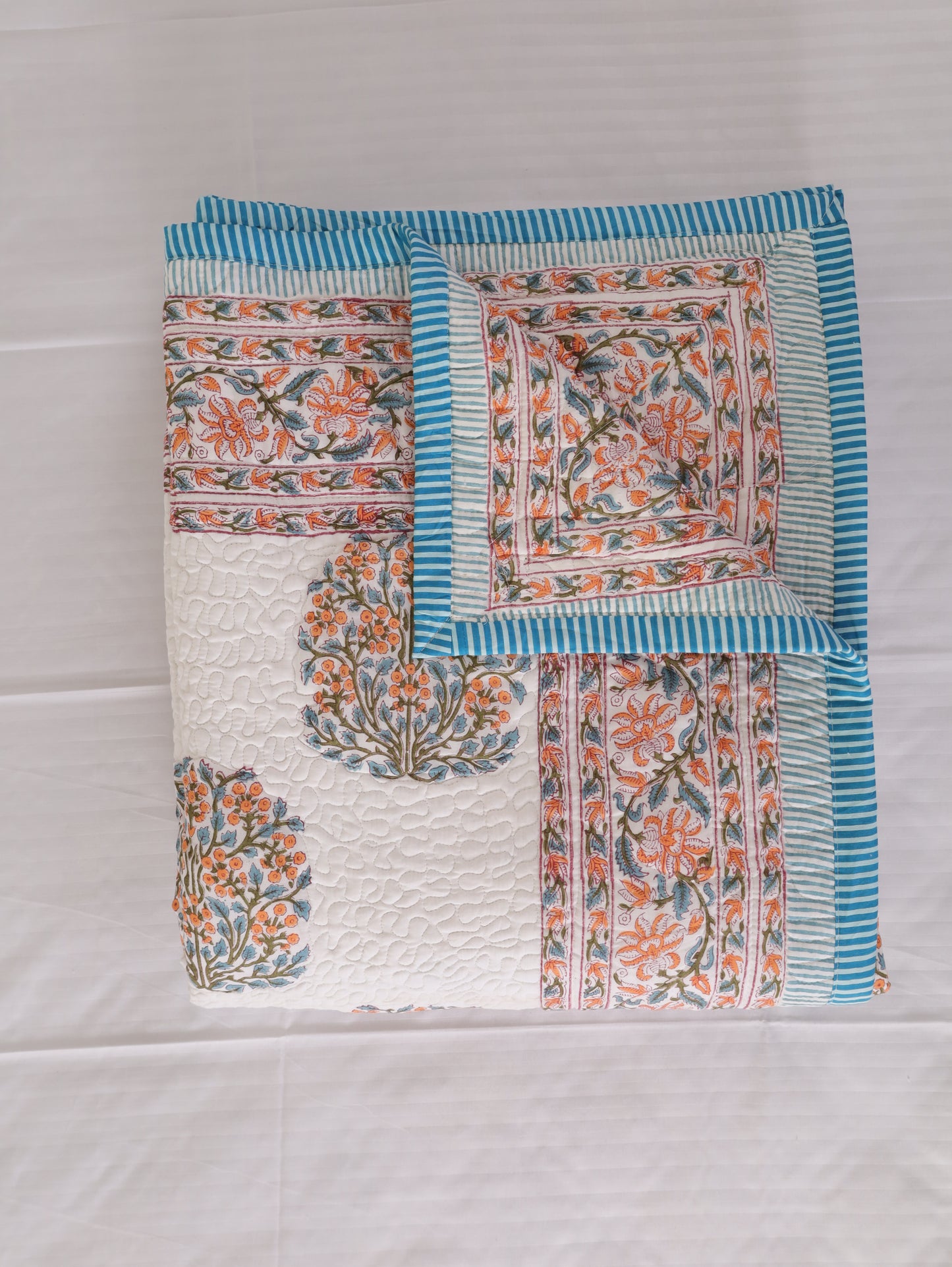 Cotton Candy Paisley Hand Block Print Cotton AC Comforter
